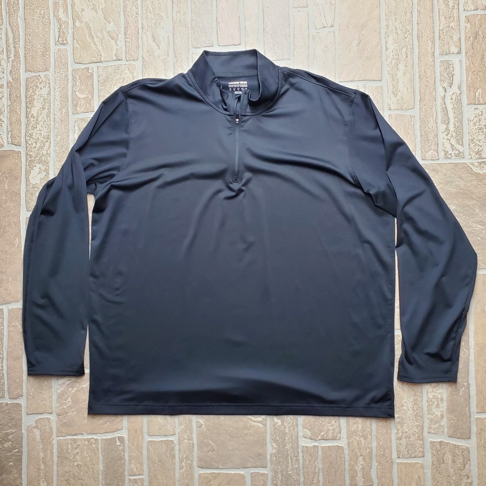 Lands End Outfitters Mens XL Black Quarter Zip Pullover Long Sleeve Mock Neck